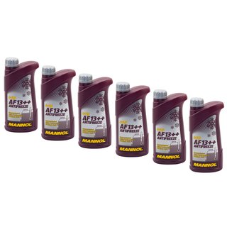 Khlerfrostschutz Khlmittel Konzentrat MANNOL AF13++ Antifreeze 6 X 1 Liter -40C rot