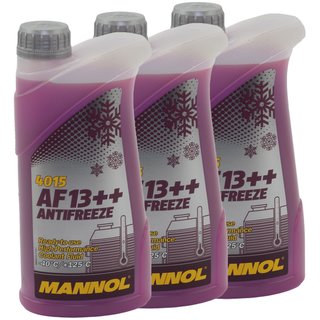 Khlerfrostschutz MANNOL AF13++ Antifreeze 3 X 1 Liter Fertiggemisch -40C rot