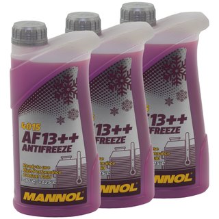 Khlerfrostschutz MANNOL AF13++ Antifreeze 3 X 1 Liter Fertiggemisch -40C rot