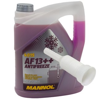 Khlerfrostschutz MANNOL AF13++ Antifreeze 5 Liter Fertiggemisch -40C rot mit Ausgieer