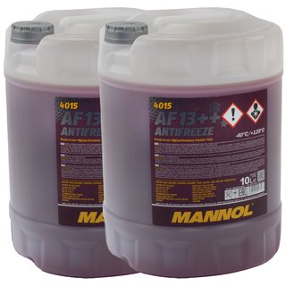 Khlerfrostschutz MANNOL AF13++ Antifreeze 2 X 10 Liter Fertiggemisch -40C rot