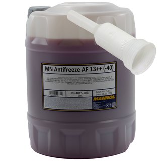 Khlerfrostschutz MANNOL AF13++ Antifreeze 20 Liter Fertiggemisch -40C rot mit Auslasshahn
