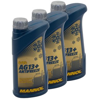 Khlerfrostschutz Konzentrat MANNOL Frostschutz -40C 3 X 1 Liter gelb G13 AG13+