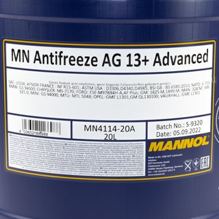 Radiatorantifreeze concentrate MANNOL AG13+ Advanced -40C 20 liters yellow with outlet tap