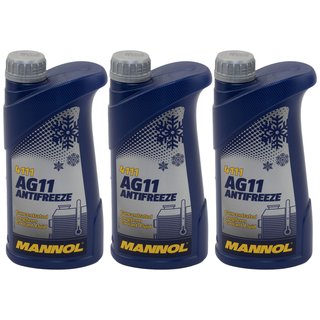 Khlerfrostschutz Konzentrat MANNOL AG11 Longterm -40C 3 X 1 Liter blau