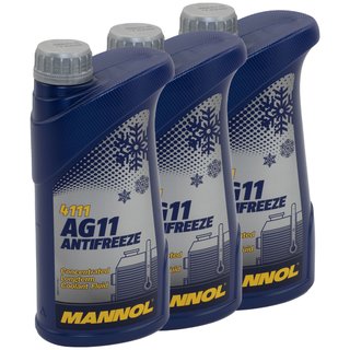 Radiatorantifreeze concentrate MANNOL AG11 Longterm -40C 3 X 1 liter blue