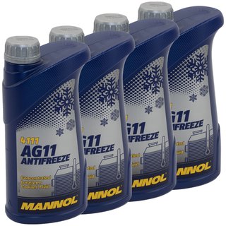 Khlerfrostschutz Konzentrat MANNOL AG11 Longterm -40C 4 X 1 Liter blau