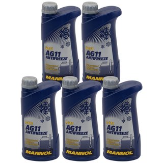 Radiatorantifreeze concentrate MANNOL AG11 Longterm -40C 5 X 1 liter blue