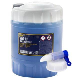 Khlerfrostschutz Konzentrat MANNOL AG11 Longterm -40C 20 Liter blau mit Auslasshahn