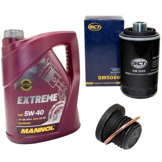 Engine Oil Set 5W-40 5 liters + oil filter SCT SM5086 + Oildrainplug 171173