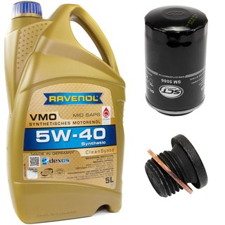 Engineoil set VMO SAE 5W-40 5 liters + Oil Filter SM5086 + Oildrainplug 171173