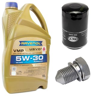 Engineoil set VMP SAE 5W-30 5 liters + Oil Filter SM5086 + Oildrainplug 48871