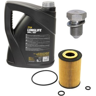 Engineoil set Longlife 5W30 API SN 5 liters + Oil Filter SH4049P + Oildrainplug 48871