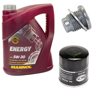 Engine Oil Set 5W-30 5 liters + oil filter SCT SM832 + Oildrainplug 101250