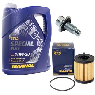 Motorl Set Special Plus 10W-30 API SN 5 Liter + lfilter SH452P + lablassschraube 48881