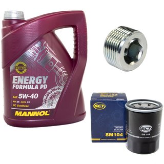 Engine Oil Set 5W-40 5 liters + oil filter SCT SM104 + Oildrainplug 38179