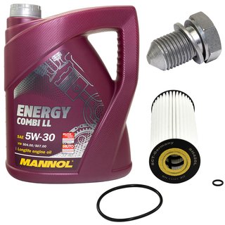 Engine Oil Set 5W-30 5 liters + oil filter SCT SH420L + Oildrainplug 48871