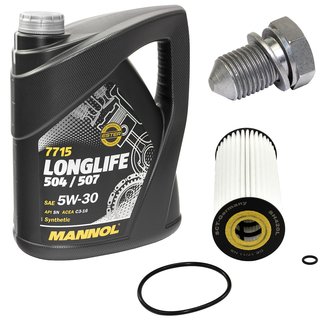 Engineoil set Longlife 5W30 API SN 5 liters + Oil Filter SH420L + Oildrainplug 48871