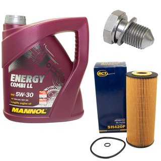 Engine Oil Set 5W-30 4 liters + oil filter SCT SH420P + Oildrainplug 48871