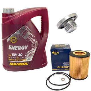 Engine Oil Set 5W-30 5 liters + oil filter SCT SH426P + Oildrainplug 04572
