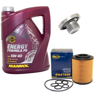 Engine Oil Set 5W-40 5 liters + oil filter SCT SH4788P + Oildrainplug 04572