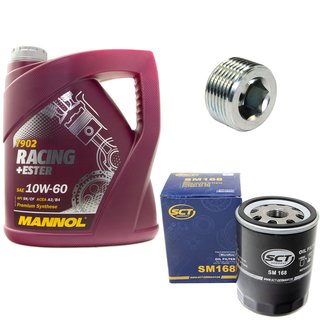 Engineoil set Racing+Ester 10W60 4 liters + Oil Filter SM168 + Oildrainplug 38179