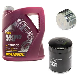 Engineoil set Racing+Ester 10W60 4 liters + Oil Filter SM168 + Oildrainplug 38179