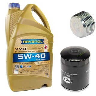 Engineoil set VMO SAE 5W-40 5 liters + Oil Filter SM168 + Oildrainplug 38179