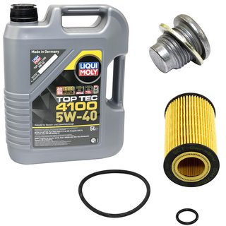 Engineoil set Top Tec 4100 5W-40 5 liters + Oil Filter SH4786P + Oildrainplug 101250