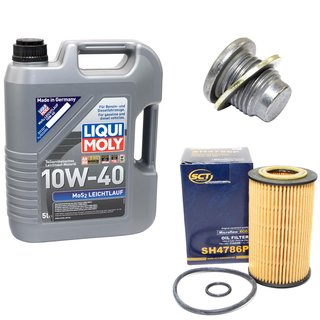 Engine oil set MOS2 low viscosity 10W-40 5 liters + Oil Filter SCT SH4786P + Oildrainplug 101250