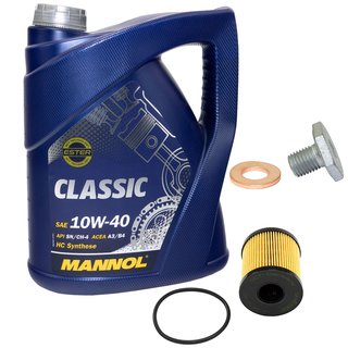 Motorl Set 10W40 5 Liter + lfilter SH4035P + lablassschraube 38218