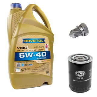Engineoil set VMO SAE 5W-40 5 liters + Oil Filter SM108 + Oildrainplug 48871