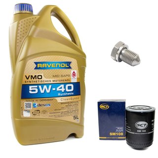 Motorl Set VMO SAE 5W-40 5 Liter + lfilter SM108 + lablassschraube 15374