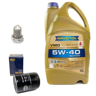 Engineoil set VMO SAE 5W-40 5 liters + Oil Filter SM108 + Oildrainplug 15374