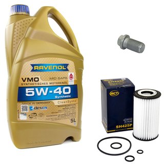 Engineoil set VMO SAE 5W-40 5 liters + Oil Filter SH425P + Oildrainplug 08277