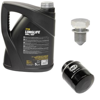 Engineoil set Longlife 5W30 API SN 5 liters + Oil Filter SM5085 + Oildrainplug 15374