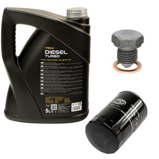Engine oil set 5W40 Diesel Turbo 5 liters + oil filter SM111 + Oildrainplug 12281