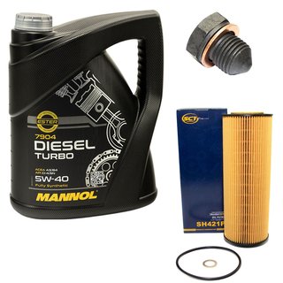 Motorl Set 5W40 Diesel Turbo 5 Liter + lfilter SH421P + lablassschraube 12281