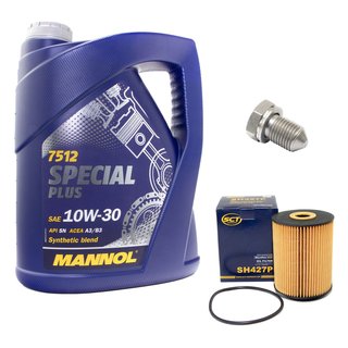 Engineoil set Special Plus 10W30 API SN 5 liters + Oil Filter SH427P + Oildrainplug 15374