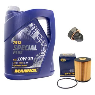 Engineoil set Special Plus 10W30 API SN 5 liters + Oil Filter SH427P + Oildrainplug 12281