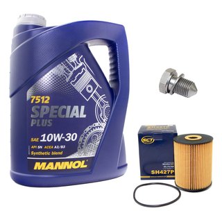 Engineoil set Special Plus 10W30 API SN 5 liters + Oil Filter SH427P + Oildrainplug 48871