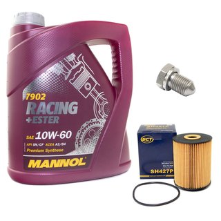 Engineoil set Racing+Ester 10W60 4 liters + Oil Filter SH427P + Oildrainplug 15374