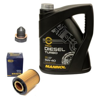 Engine oil set 5W40 Diesel Turbo 5 liters + oil filter SH427P + Oildrainplug 12281