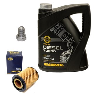 Motorl Set 5W40 Diesel Turbo 5 Liter + lfilter SH427P + lablassschraube 48871