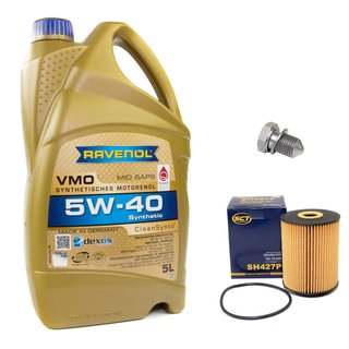 Engineoil set VMO SAE 5W-40 5 liters + Oil Filter SH427P + Oildrainplug 48871