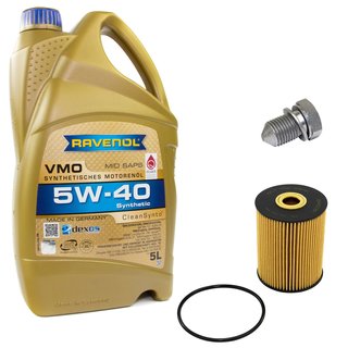 Engineoil set VMO SAE 5W-40 5 liters + Oil Filter SH427P + Oildrainplug 48871