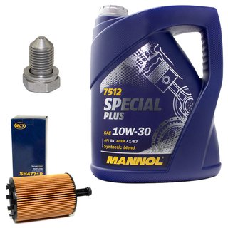 Motorl Set Special Plus 10W-30 API SN 5 Liter + lfilter SH4771P + lablassschraube 48871