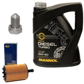 Motorl Set 5W40 Diesel Turbo 5 Liter + lfilter SH4771P + lablassschraube 48871