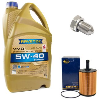 Motorl Set VMO SAE 5W-40 5 Liter + lfilter SH4771P + lablassschraube 15374