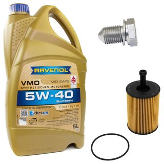 Engineoil set VMO SAE 5W-40 5 liters + Oil Filter SH4771P + Oildrainplug 15374
